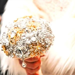 Bridal Bouquet - Handmade with Broaches & Crystals